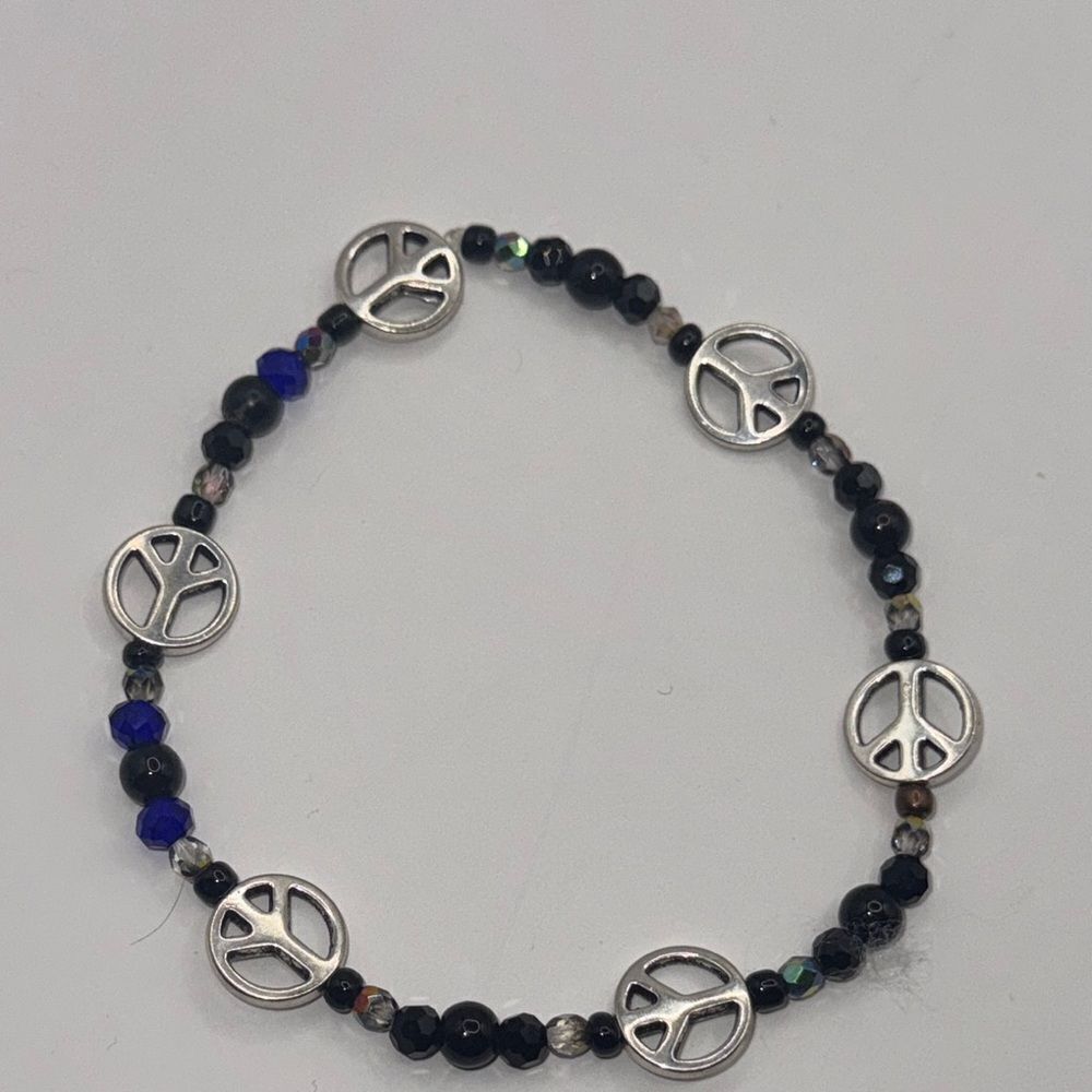 Peace Symbol Beaded Bracelet or anklet